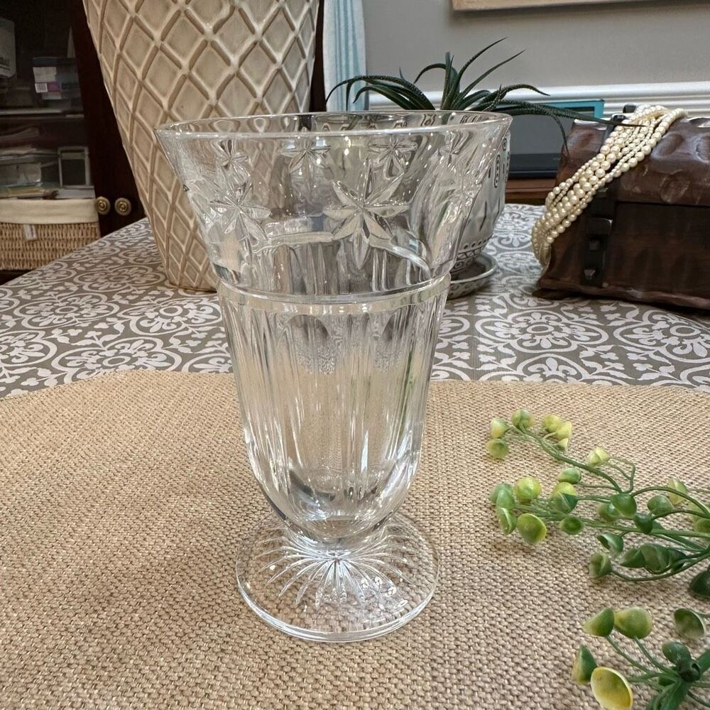 Waterford Crystal Starburst Small Footed Cut Glass Vase‎ Vintage 1980s Stamped